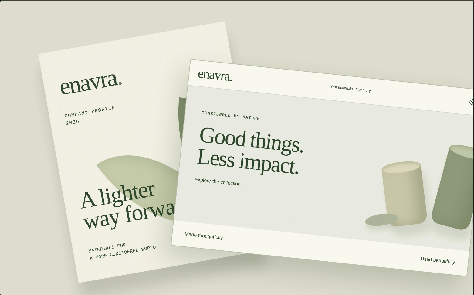 Enavra concept direction from the review mock